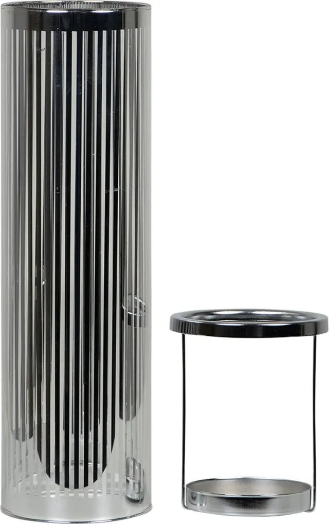 Mars & More *windlicht cilinder zilver streep medium 30cm*