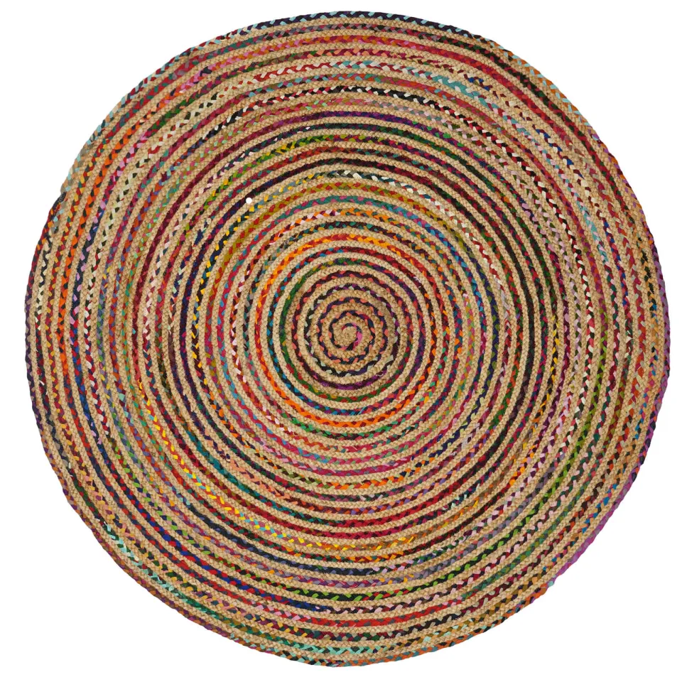 vidaXL Gebied Tapijt Multikleur Ø 120 cm Jute Meerkleurig