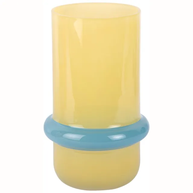 Present Time Vaas Animado Anillo Medium - Zachtgeel - 13.5x13.5x22cm - Glas - Modern - Bloemenvaas - Woondecoratie - Decoratieve vaas voor woonkamer of slaapkamer