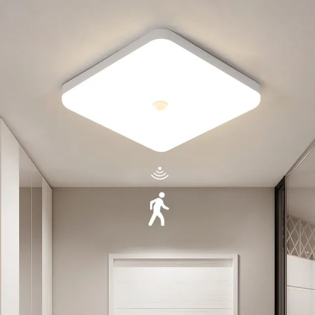 Haobosic Triproof Plafondlamp - Vierkant Wit - 30W 4000K met Bewegingssensor