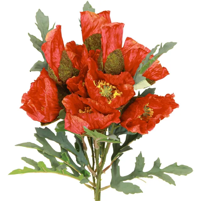 Viana Klaproos Decoratie Klaproos Kunstmatig Rood 45cm Bos met 3 stuks