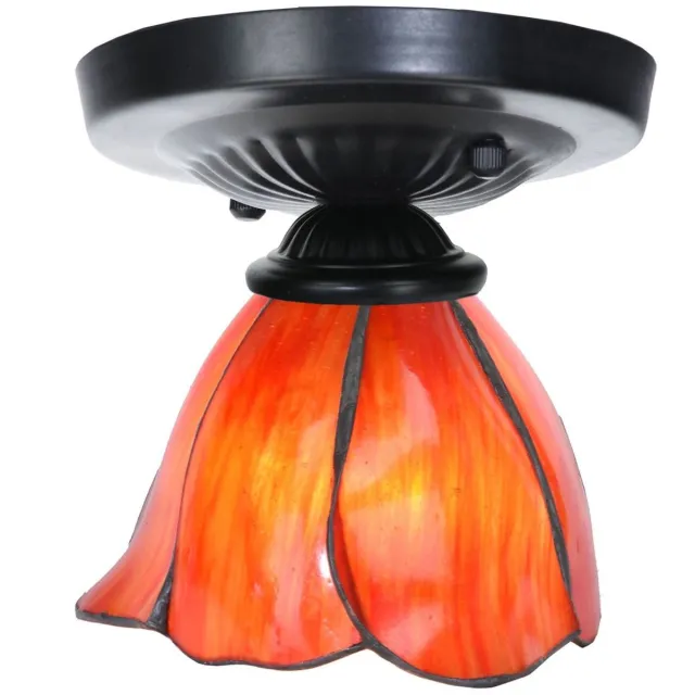 Coloured by Art Tiffany plafonnière zwart met Tender Poppy - Art Deco Trade Rood