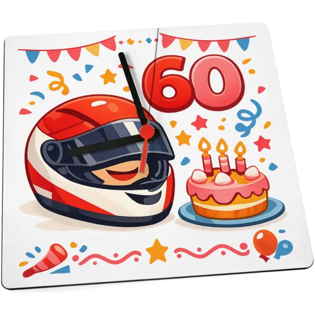 Mr Cadeautjes Klok 19 x 19 - design Feestelijke verjaardagsposter met een stoere hobby-illustrat | cadeau Wit