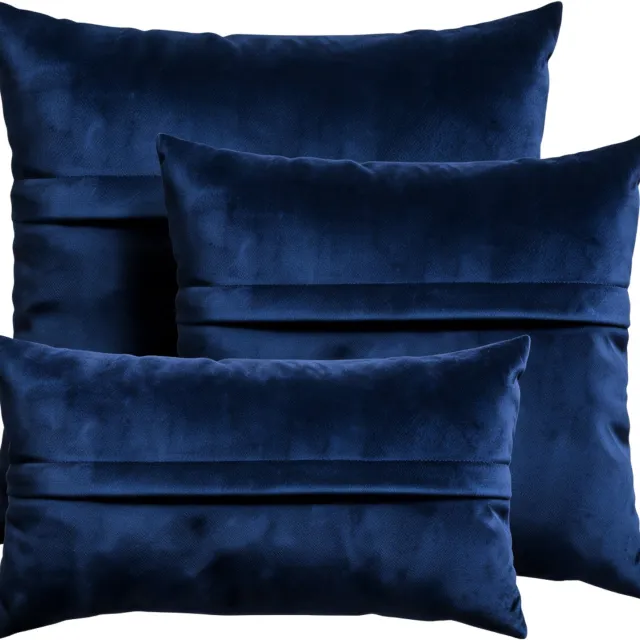 Cohoso Sierkussen SET - 30x50 + 45x45 + 60x60 cm - Flair Donker Blauw / Marine - Velours Fluweel - Inclusief binnenkussens Marine SET
