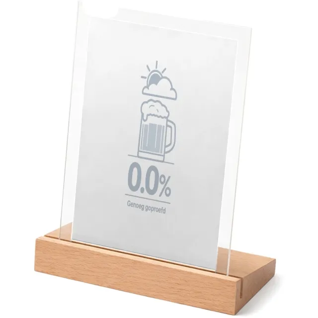 Mr Cadeautjes Glasframe met vaste tekst - design Een weerbericht-grap rond koffie in plaats van bier, met een | cadeau Wit