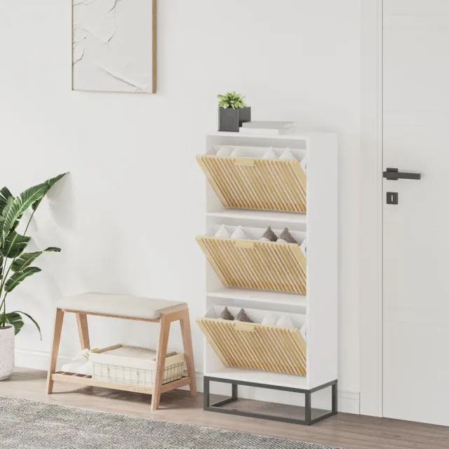 vidaXL Schoenenkast 52x25x120 cm bewerkt hout wit