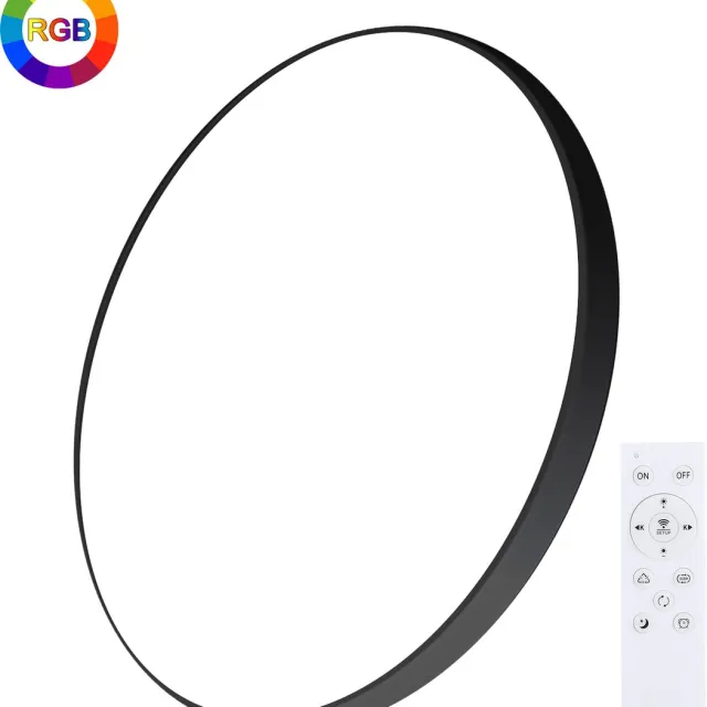 Oraymin LED Plafondlamp – RGB Plafondlamp – Met Afstandsbediening – 24W – Zwart – Φ30cm