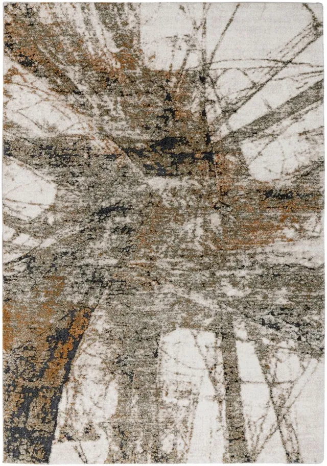 Padiro design laagpolig vloerkleed 120 x 170 cm - lichtbeige - modern abstract ontwerp - voor vloerverwarming - van polypropyleen, polyester en jute