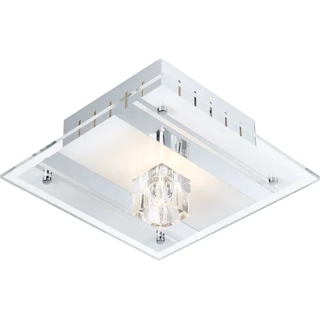 ESTO Plafondlamp decoratief metaal gelakt spiegelglas gesatineerdDiamantis 40100 zilver