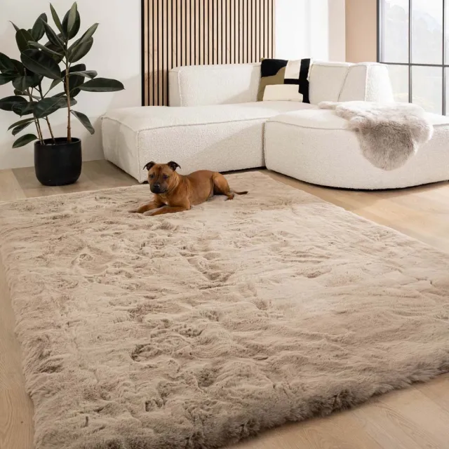Tapeso Fluffy vloerkleed - Comfy Deluxe taupe 140x200