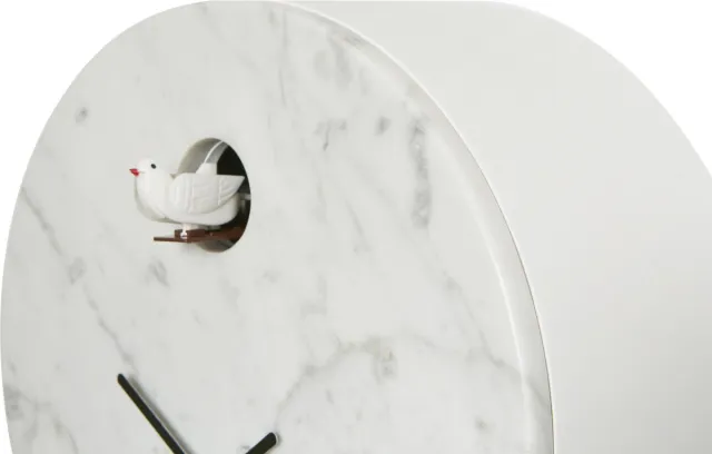 Diamantini Domeniconi Domeniconi Cioni cuckoo clock met marmer- Marquina white marmer / Dia 284 Cioni / met lichtsensor / met afstelbare geluidssensor / koekoeksklok / Italiaans design Wit