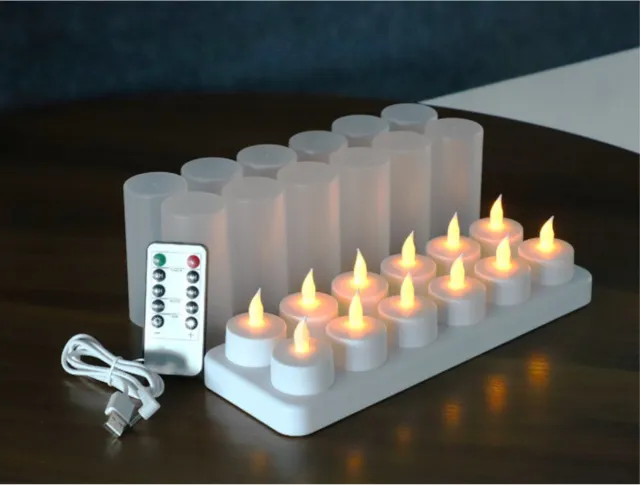 Livista oplaadbare kaarsen - 12 stuks - LED-kaarsen - met afstandsbediening - timer - bewegende vlam - veilig en duurzaam wit