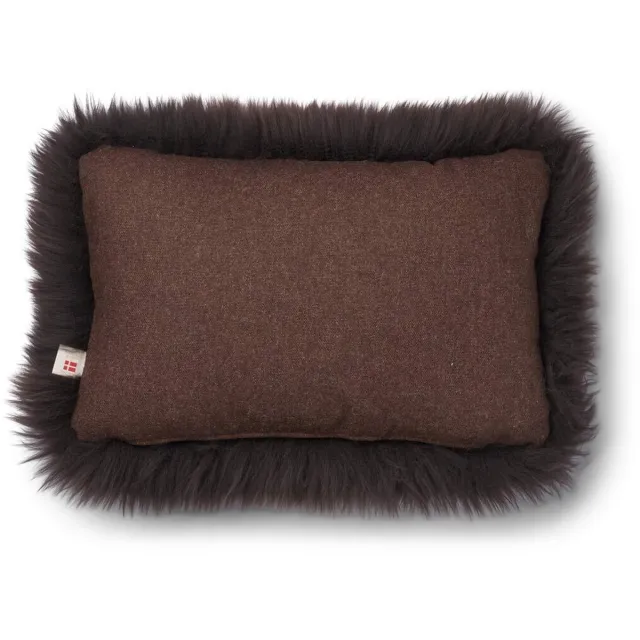 Sheepskin House Langharig Schapenvacht Kussen - 34x52 cm Brown/Chocolate