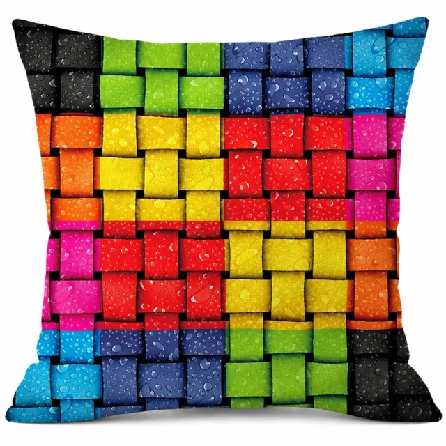 SWGOTA Sierkussenhoes 45 x 45 cm van kortpolig pluche met kleurrijke geometrische vlechtprint voor de slaapkamer Rood