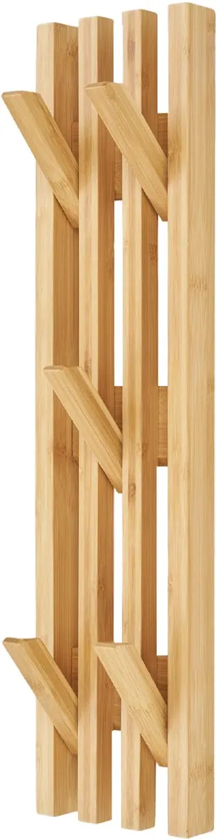 Artichok Rijk Wandkapstok - Bamboe Hout - Met 5 Haken - Kapstok - Hal - Landelijk - Muurkapstok Naturel bamboe
