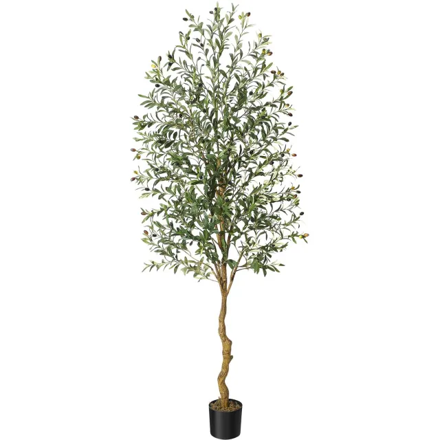 Triumpunpre Kunstmatige Olijfboom 180 cm Hoog, Nep Zijden Olijfbomen voor Decoratie in Huis, Kantoor en Woonkamer, Binnen Nep Potboom met Natuurlijke Houten Stam en Levensechte Vruchten Groen