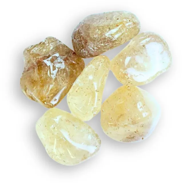 Ruben Robijn Citrien natuur 50 gr. trommelstenen (mt3) met info Geel / transparant