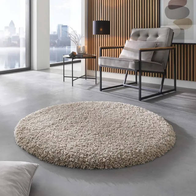 Shaggy Prime Hoogpolig vloerkleed effen - Shaggy Prime beige 200 cm rond