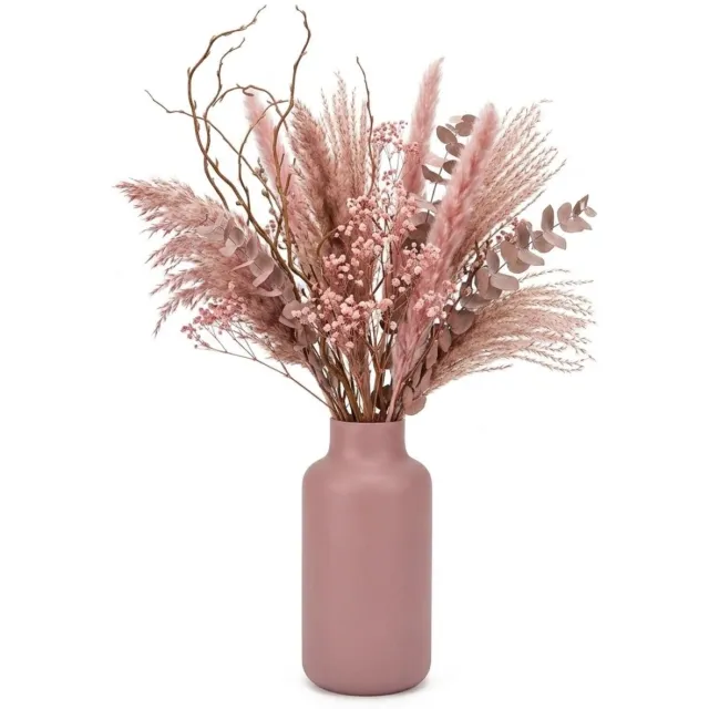 Floran Design bloemenvaas Milano - roze - mat glas - 15 x 30 cm - glazen vazen