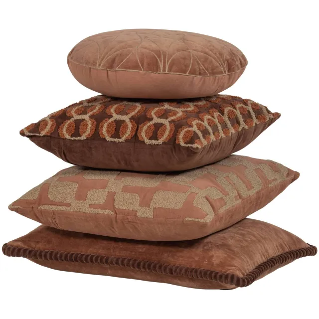 WOOOD Luvo Kussens Roze/Zand - Set Van 4 - 50x50x10 pink/sand