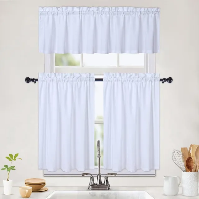 Triumpunpre Waterdicht keukengordijn seersucker polyester, wit, 76 x 76 cm, 2 stuks