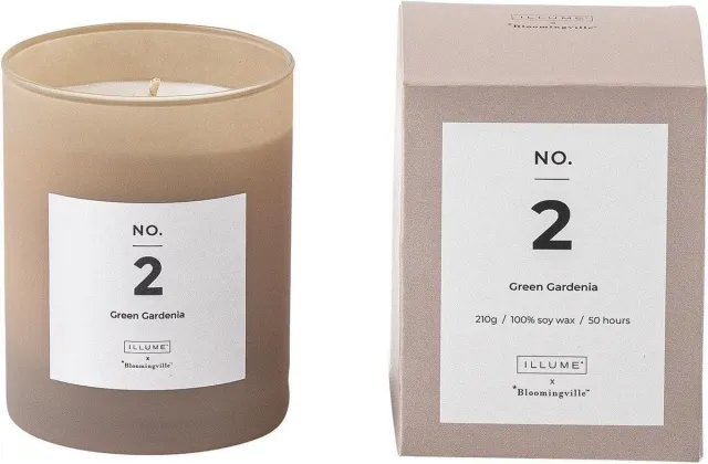 Bloomingville Illume No. 2 "Green Gardenia "Geurkaars Beige - 210 gr - 50u - D 8 cm - H 10 cm Roos