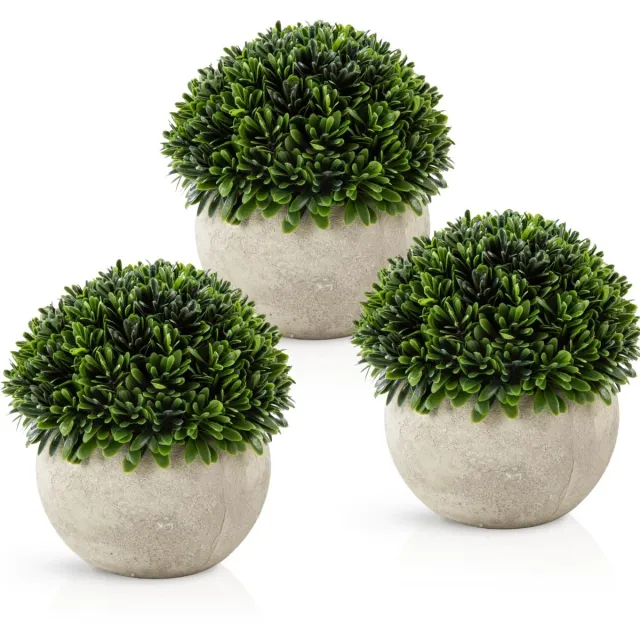 Unyqoos Decoratieve set van drie realistische kunstplanten in potten Groen