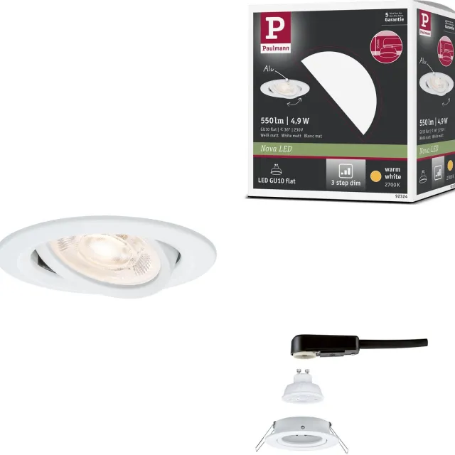 Paulmann LED-inbouwlamp 3-Step-Dim Nova GU10 Flat draaibaar 4,9W 550lm 230V dimbaar 2700K Wit mat