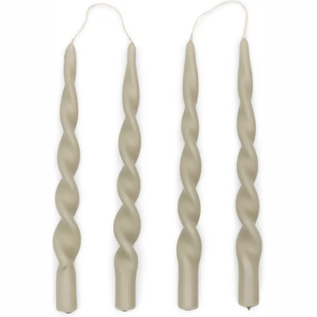 Riviera Maison gedraaide dinerkaars, kaarsen set, swirl kaarsen - Twisted Dinner Candles - Zachtgroen - Paraffine - 4 stuks