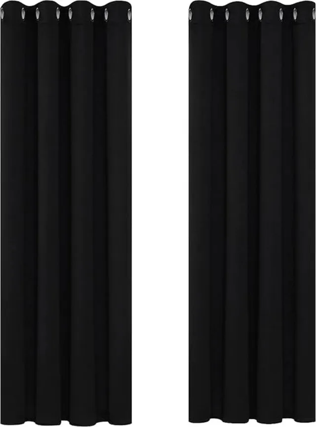 Deconovo Gordijnen Zwart Verduisterend, Kant en Klaar, Ondoorzichtige Gordijnen met Ringen voor Slaapkamer, Halloween, 132x214 cm (B x H), 2 stuks
