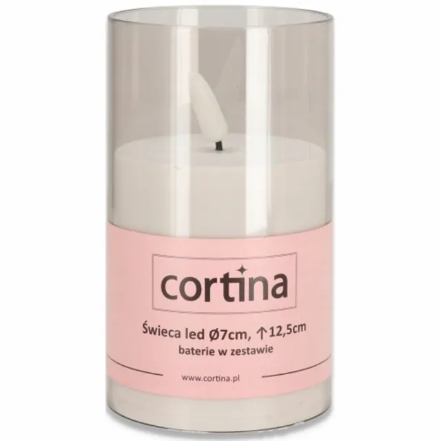 Cortina LED Grafsteen Kaars met Vlam Effect - 12,5 cm Wit