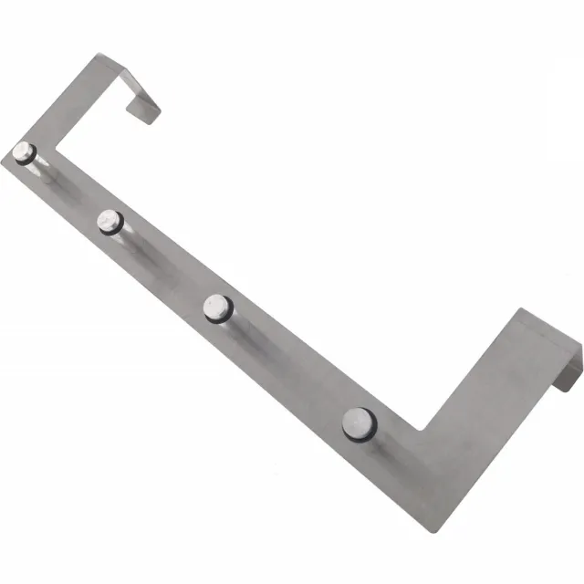 Benson Kapstok - Aluminium - 4 haken - Voor deuren van 40 mm - Draaibare haak Zilver