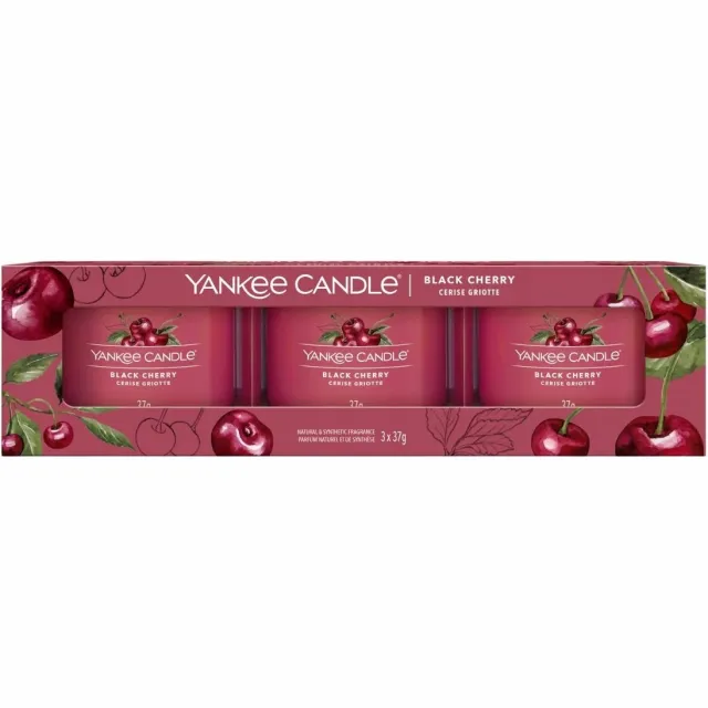 Yankee Candle Filled Votive 3 pack - Black Cherry - 30 branduren - 3 stuks Rood