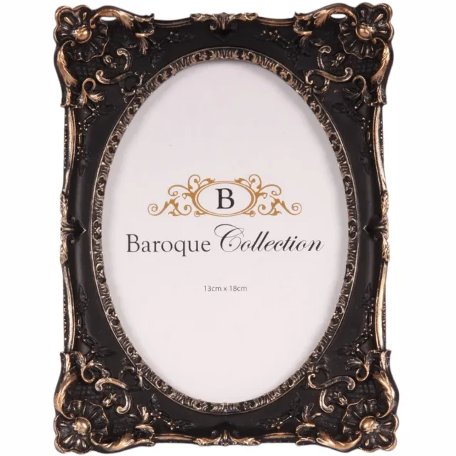 Baroque Fotolijst - Fotolijst 13x18 cm - Zwart - Resin - Staand/Liggend - 21.5x16x2 - Polyresin Gold