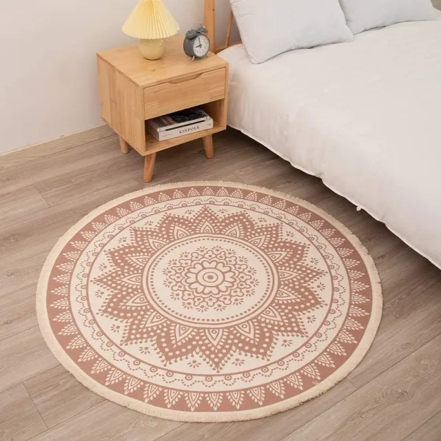 MeMoreCool Rond Mandala Tapijt - Boho Stijl - Geschikt voor Binnen en Buiten - 120 cm - Katoen/Polyester Mandala Bloemen