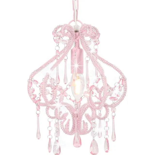 vidaXL Plafondlamp met kralen rond E14 roze