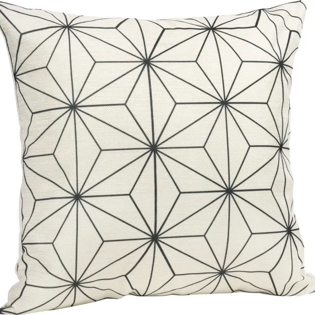 QUVIO Sierkussen met ster patroon - Gevuld - Sierkussens voor binnen - kussentjes bank - Kussentjes - Sierkussens vierkant - Gevulde sierkussens - Sierkussens beige - Figuren sierkussens - Sierkussens - 45 x 45 cm - Polyester - Zwart en Beige Wit