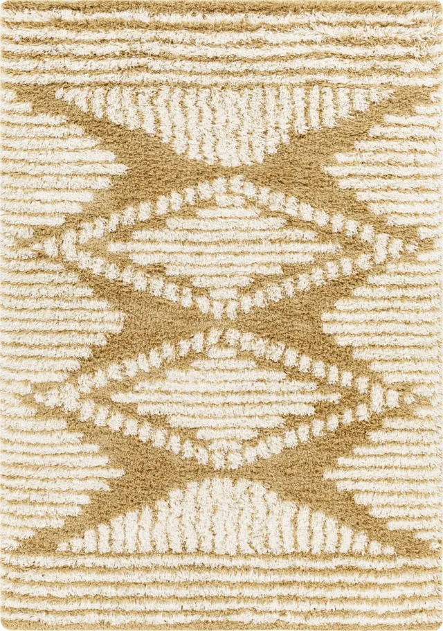 Surya Nuria vloerkleed hoogpolig shaggy boho camel ivoor