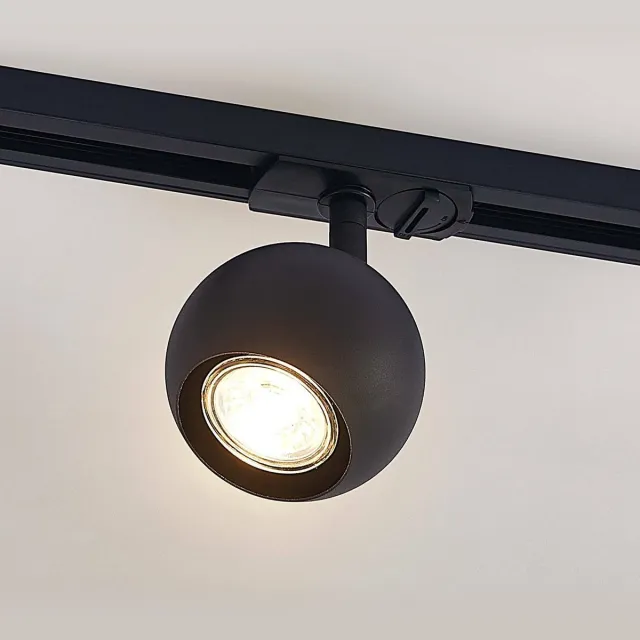 Lindby 1-fase railverlichting - 1licht - Metaal - H: 13.7 cm - GU10 - zwart