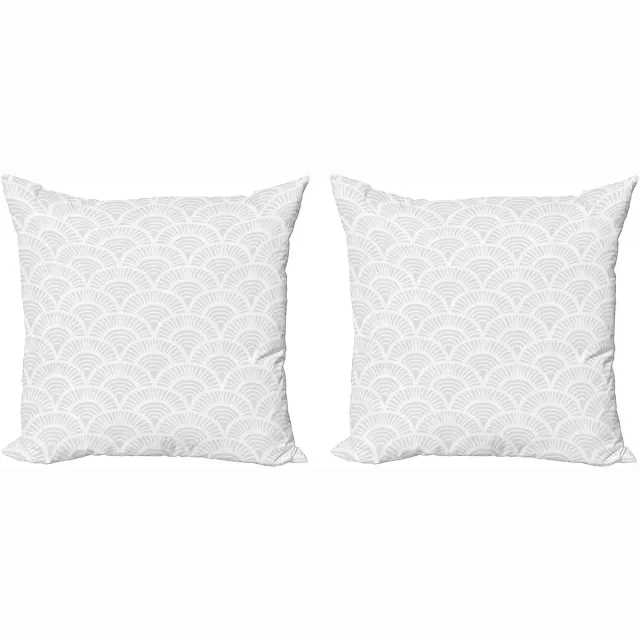 ABAKUHAUS Sierkussenhoezen in grijs en wit, set van 2, vintage cirkels, 45x45 cm, warm taupe wit