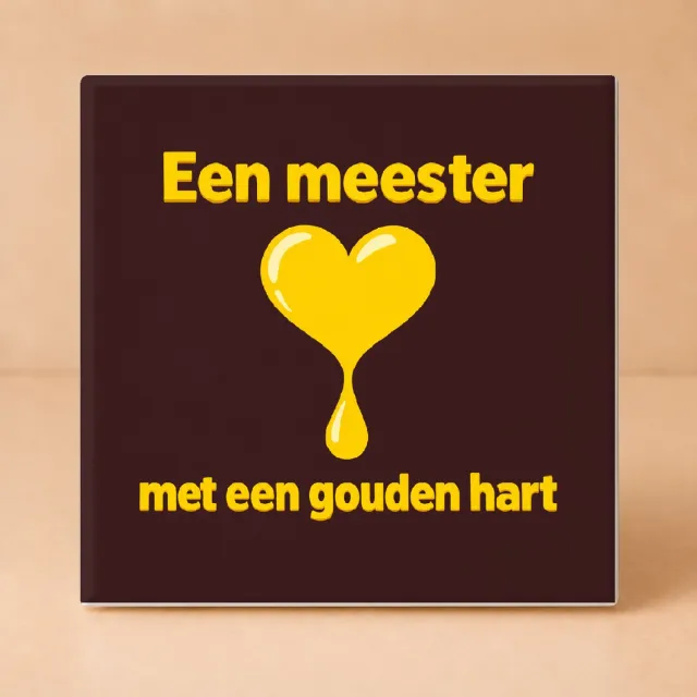 Bedruk King Vrolijke Meesterlijk Tegel – Kleurrijke Plat Design Wandsieraad voor Leerkrachten en Schoolhelden - 15 x 15 cm Wit