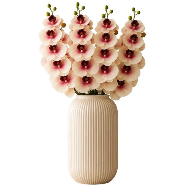 Bellatio Design Kunstbloem Orchidee Bora - 4x - roze - 77 cm - losse steel - kunst zijdebloemen - Phalaenopsis