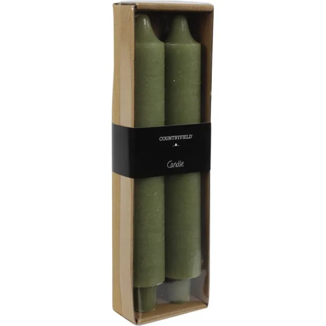 Countryfiewld Decostar - Kaars Vela - 25 X 4 Cm Wax - Groen - 2 Stuks - dinerkaars -kaarsen