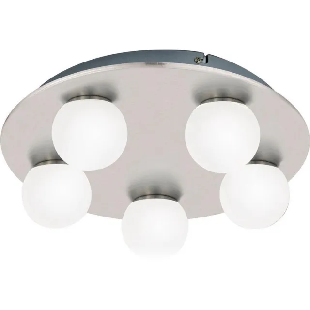 EGLO Batholino Mosiano - Wand/Plafondlamp - 5 Lichts - Ø350mm. - Nikkel-Mat - Wit