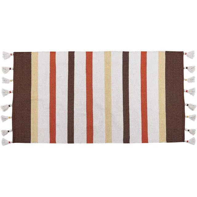 Beliani HISARLI - Vloerkleed - Lichtbeige - Katoen Bruin