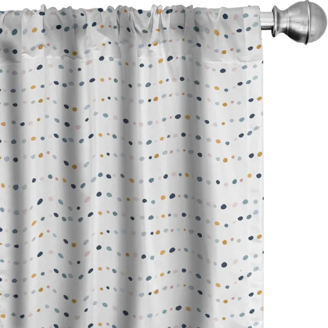 ABAKUHAUS Abstracte geometrie gordijnen – 2x75x245 cm – microvezel Wit Multicolor