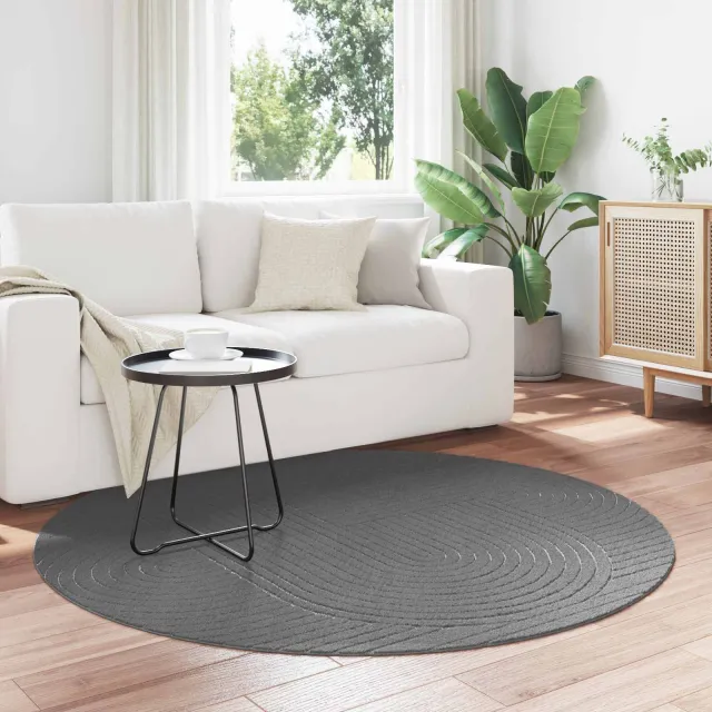 vidaXL Binnen- en buitentapijt PALMERAS Antraciet Ø 160 CM Polyester, foto 2