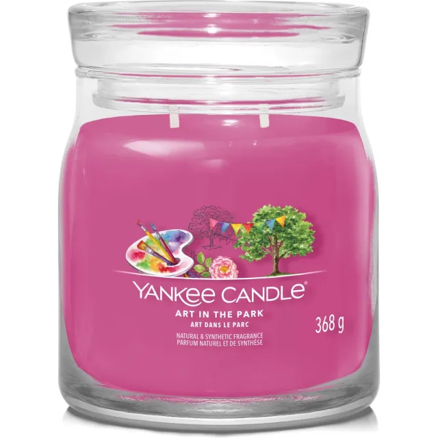 Yankee Candle Art In The Park Medium Geurkaars - 50 branduren - 2 lonten Roze