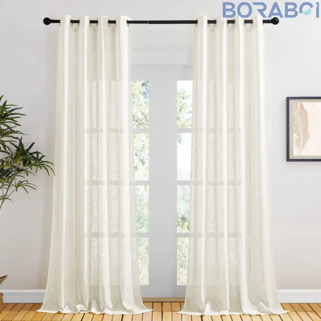 Ibenzoa Gordijn - Semi-Transparant - 240x132 cm - Licht Beige - Polyester