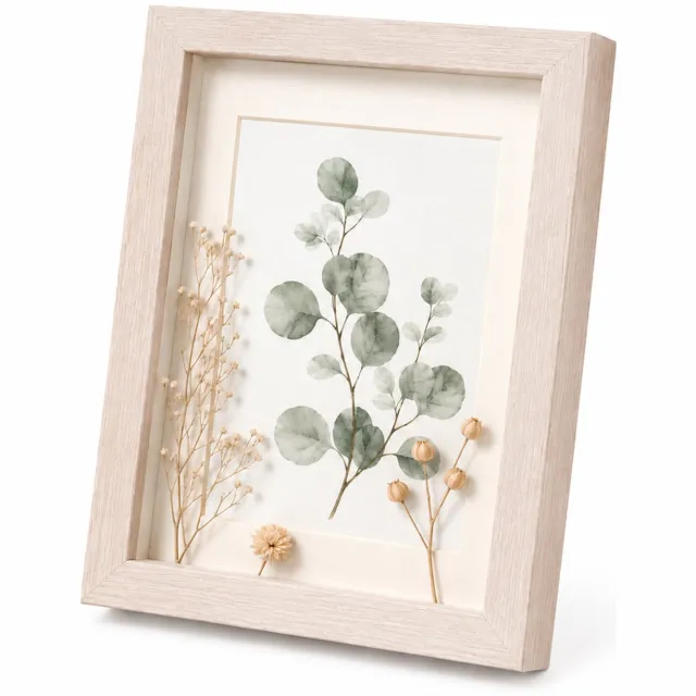 SWGOTA MDF-fotolijst in wit eiken kleur, 6 x 8 inch (15,2 x 20,3 cm), 2 cm binnenruimte, met glas en decoratieve afbeelding